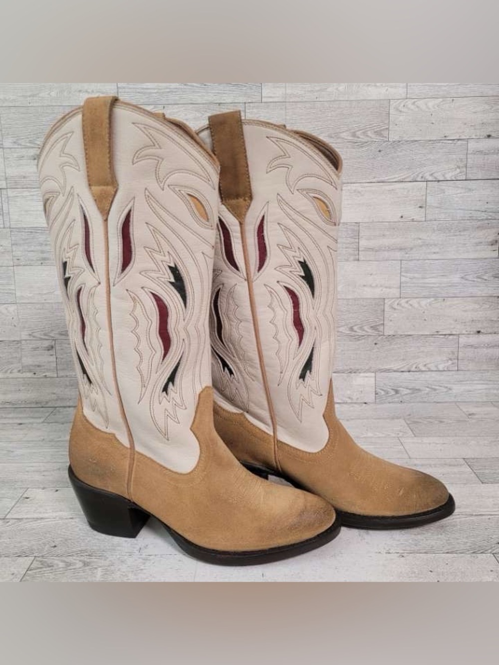NEW Factory Sample Frye Shelby Deco Stitch Brown Suede Cowboy Boots Women’s 6